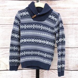 Rorie Whelan Blue White and Grey Fair Isle Print Cowl Neck Sweater Size 4T